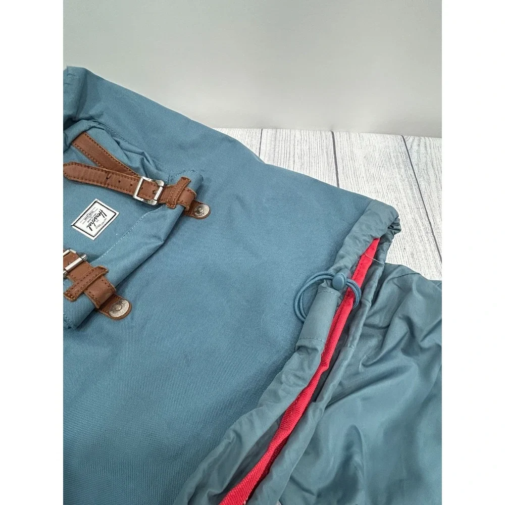 Herschel Little America Mid Volume Backpack Blue‎ Brown Leather Straps Preppy - Picture 13 of 14